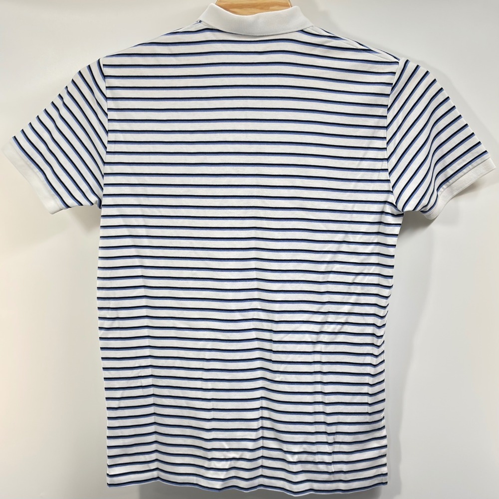 Polo Ralph Lauren Shirt Men's Large White Blue Stripe Soft Ringer Polo - Picture 5 of 6